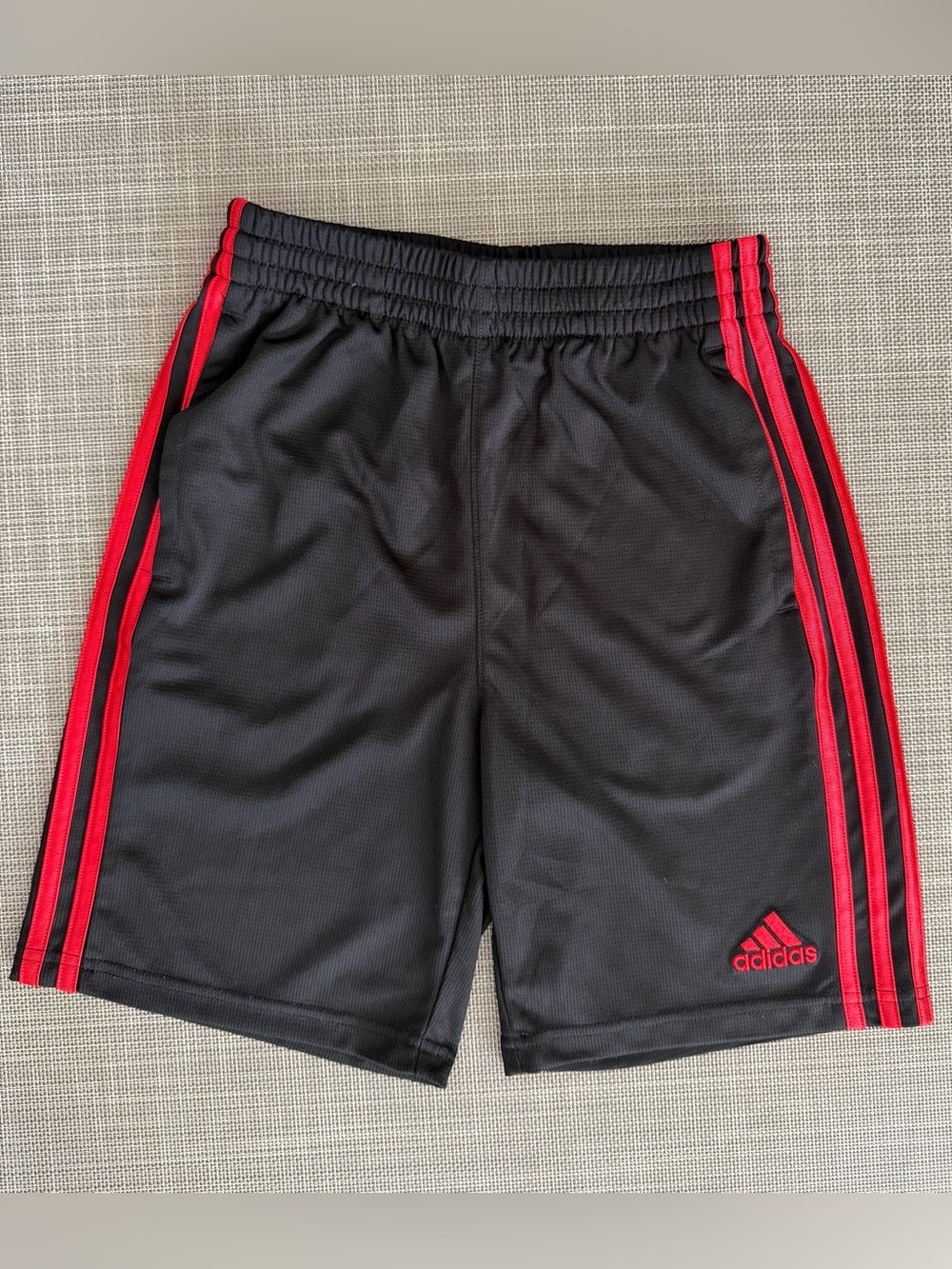 adidas Boys Blue White 3-Stripe Athletic Soccer Shorts Boys Size M (10-12)